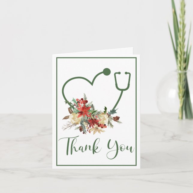 Stethoscope Floral Vert Coeur Vacances Merci (Devant)