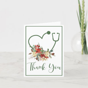 Stethoscope Floral Vert Coeur Vacances Merci