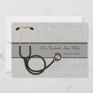 Stethoscope Gris - Invitation de la fête de gradua