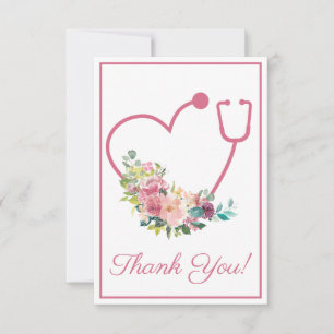 Stethoscope rose Floral Coeur Infirmière Merci