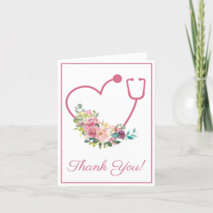 Stethoscope rose Floral Coeur Merci Médicale