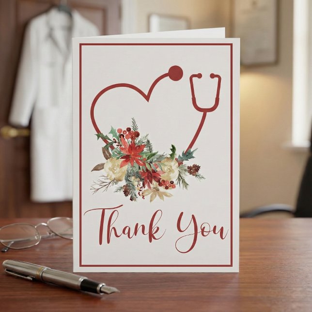 Stethoscope rouge Floral Coeur Merci de vacances (Créateur téléchargé)