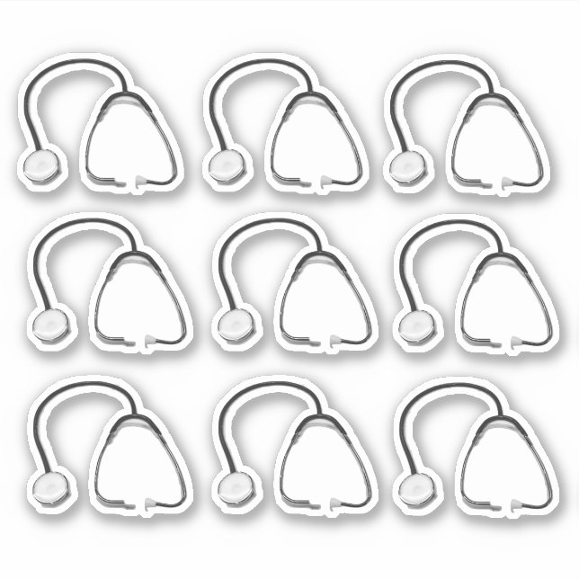 Stéthoscopes Médecins Infirmières Stickers 6" x 6" (Devant)