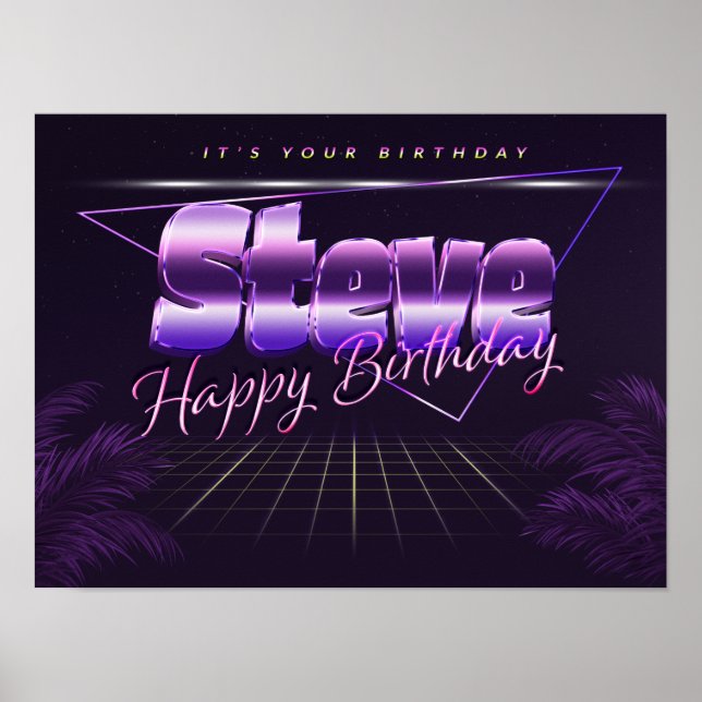 Steve Nom Vorname lila retro Poster Geburtstag (Devant)