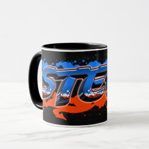 Steve Prénom Graffiti blue Tasse orange