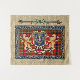 Stewart Clan Badge & Tartan avec Tapisserie Lions