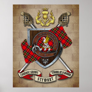 Stewart Clan Badge W/Crossed Swords Poster
