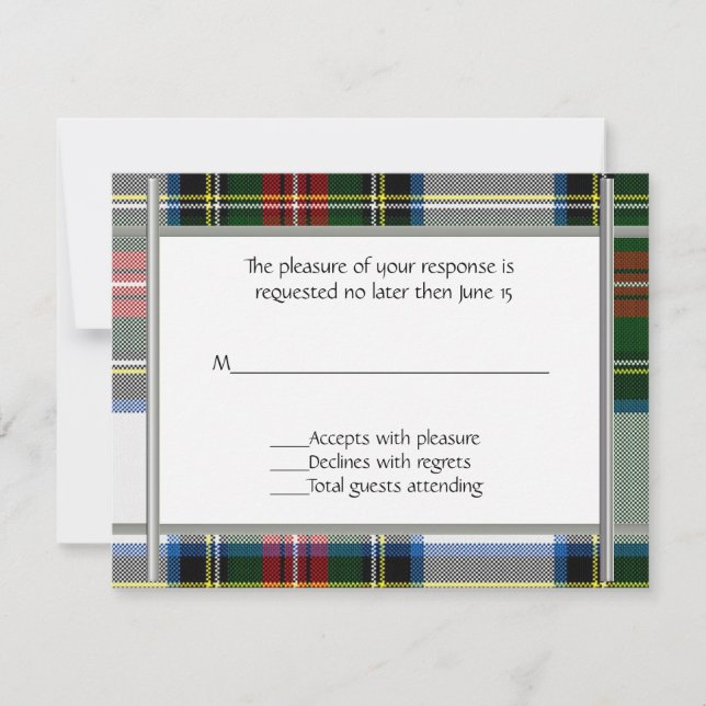 Stewart Dress Plaid Wedding Carte RSVP (Devant)
