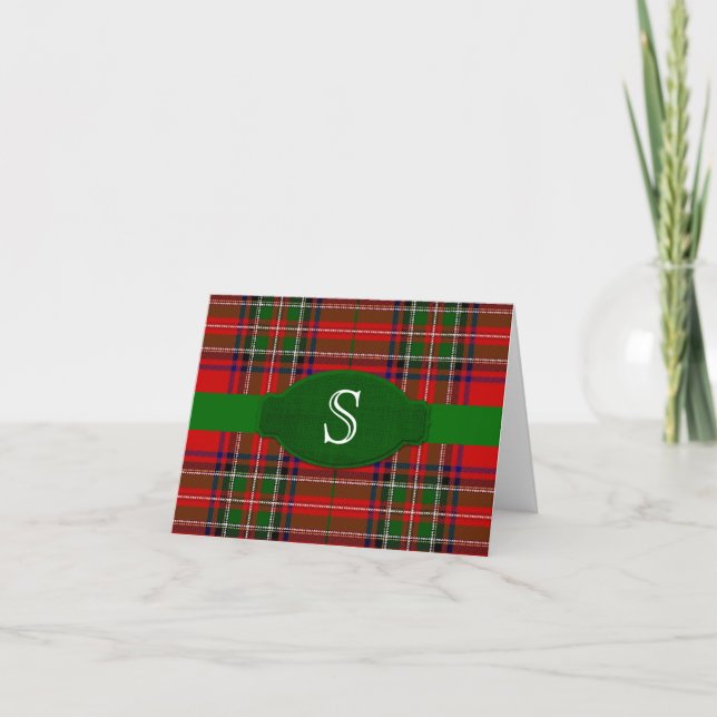 Stewart Tartan Monogram Notecard (Devant)