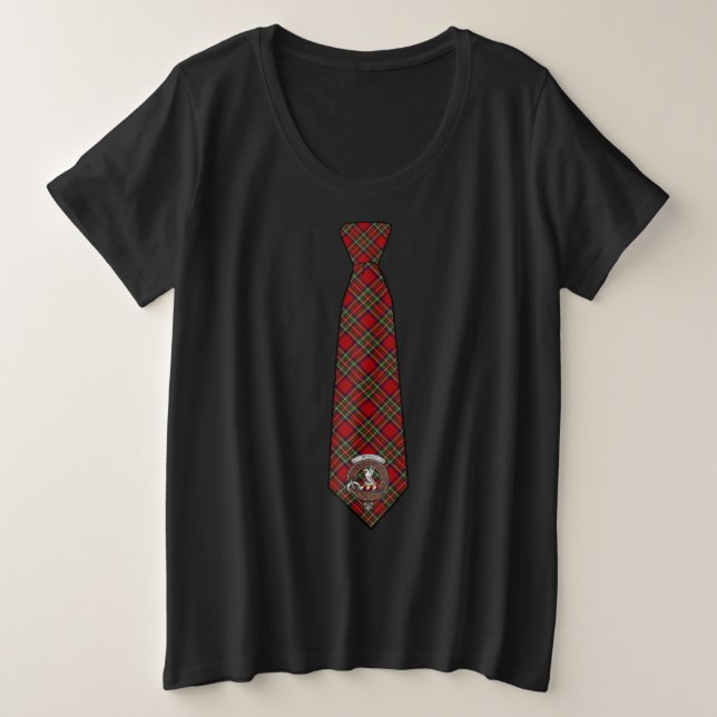 Stewart Tartan Necktie T-Shirt Femmes Plus (Design devant)