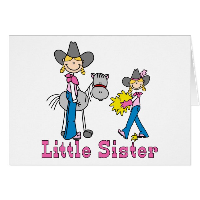 Stick Cowgirls Little Sister Blank Card (Devant Horizontal)