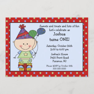 Stick Figure Baby Boy Invitation d'anniversaire