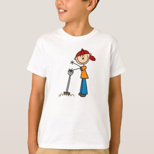 Stick Figure Boy avec T-shirt Shovel