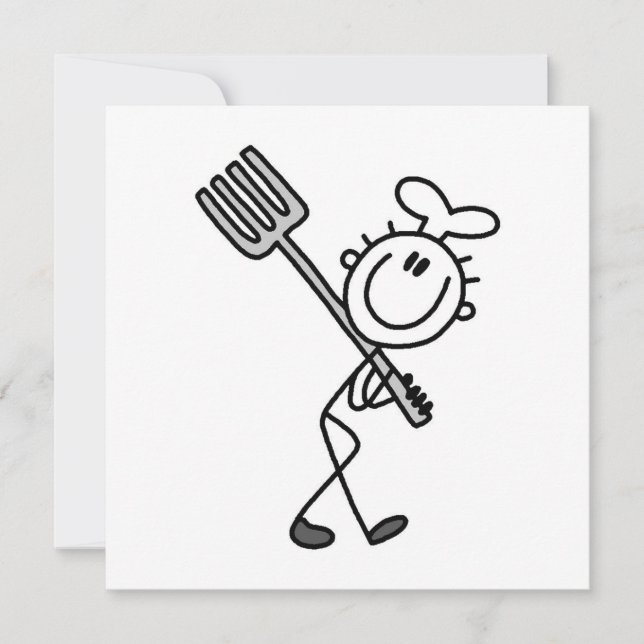Stick Figure Chef Avec Fourche (Devant)