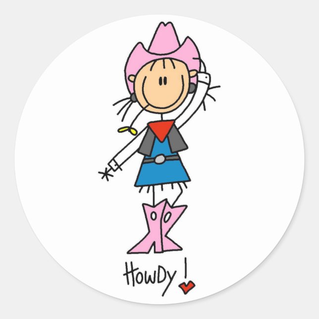 Stick Figure Cowgirl dans Sticker Casquette rose/B (Devant)