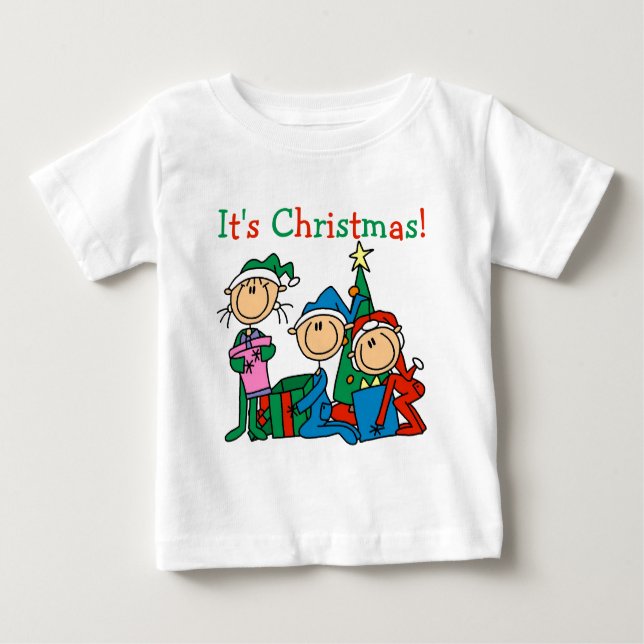 Stick Figure Enfants C'est Noël Tshirts et cadeaux (Devant)