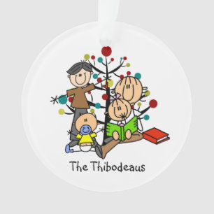 Stick Figure Famille Ornement acrylique de Noël