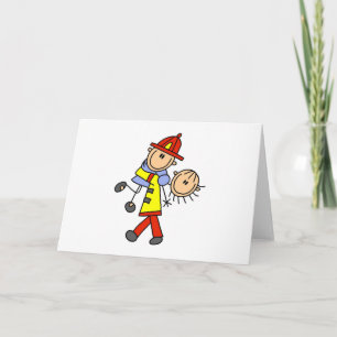 Stick Figure Firefighter Saving Lives Cartes