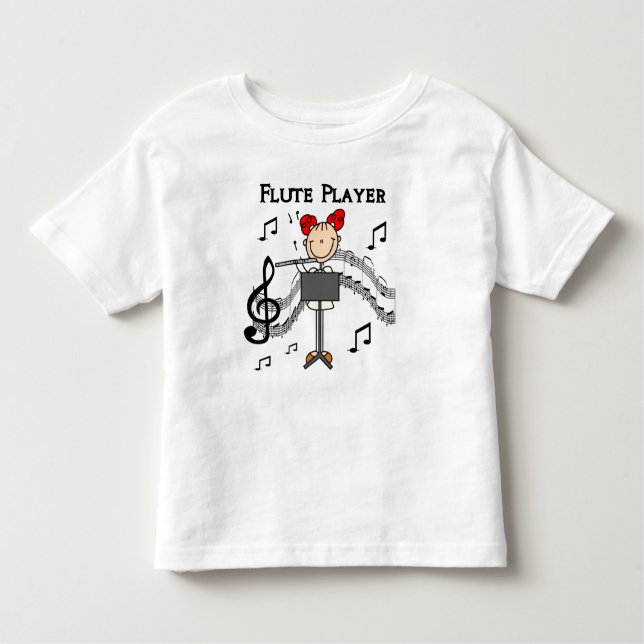 Stick Figure Girl Flute Player Tshirts et cadeaux (Devant)