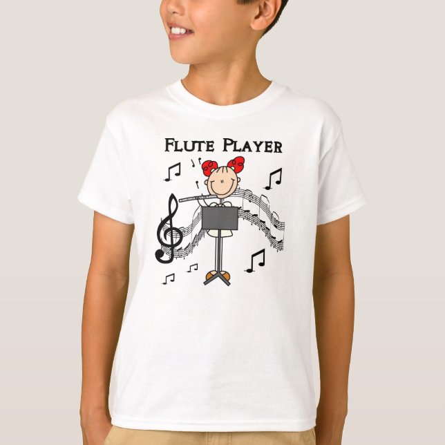 Stick Figure Girl Flute Player Tshirts et cadeaux (Devant)