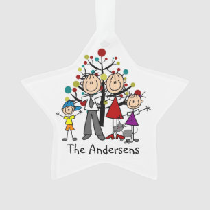 Stick Figure Parents Garçon Fille Chat Acrylique O