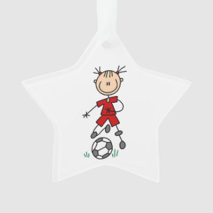 Stick Figure Soccer Rouge Uniforme Acrylique Ornem