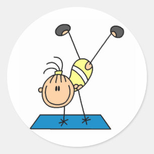 Stick Girl Gymnast Doing Flips Stickers