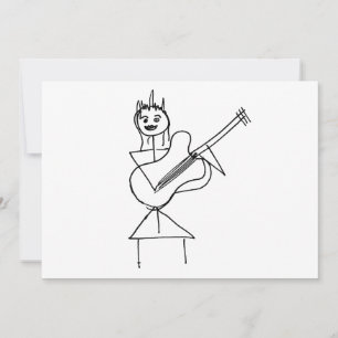 Stick souriant Figure Fille tenant basse / guitare