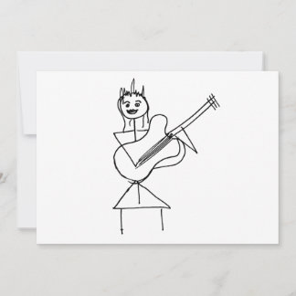 Stick souriant Figure Fille tenant basse / guitare