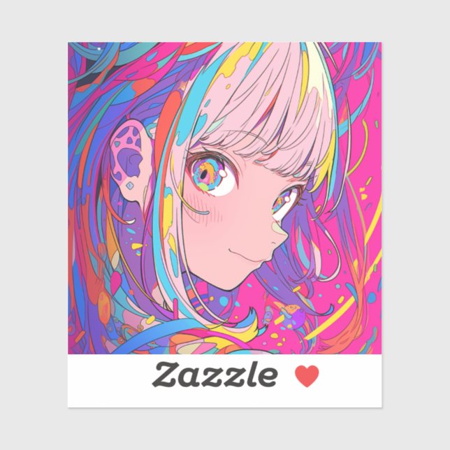 Sticker カラフル女子ステッカー｜寿司娘シール generativeai (Feuille)