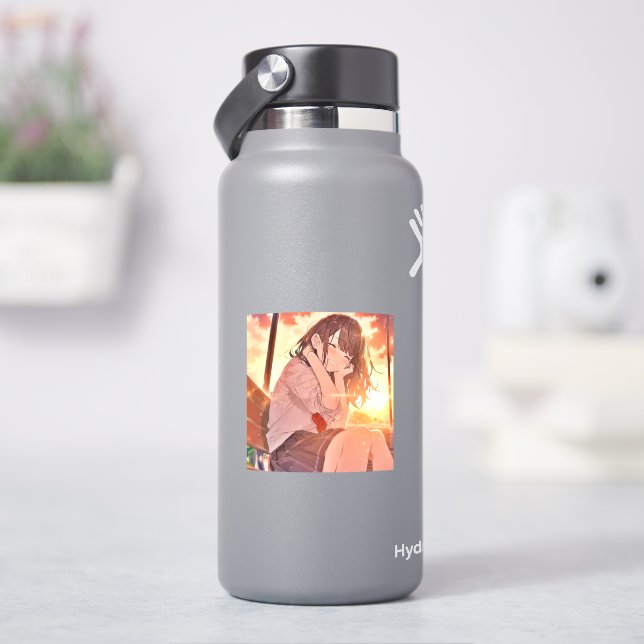 Sticker シール Seal｜夕日JK 寿司娘 GenerativeAI (HydroFlask)