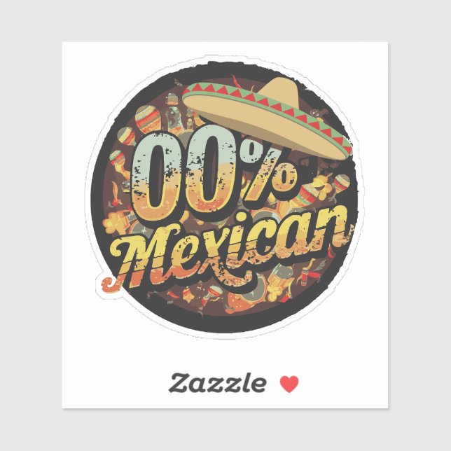 Sticker 0% Mexicaine Cinco De Mayo Fiesta Sombrero Mexicai (Feuille)