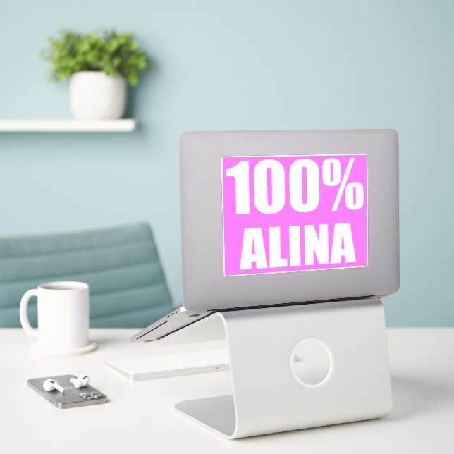 Sticker 100% Alina nom (Ordinateur portable sur le bureau)