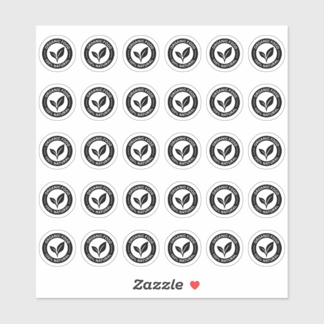 Sticker 100% Organic Food Mini Food Label  (Feuille)