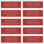 Sticker 10 Nom Adresse de l'invité individuel Rouge<br><div class="desc">REMARQUE : VÉRIFIEZ LA TAILLE DE LA FEUILLE D'AUTOCOLLANTS POUR LA TAILLE D'ÉTIQUETTE REQUISE. LA TAILLE AFFICHÉE DANS LA ZONE DÉROULANTE EST CELLE DE LA FEUILLE ET NON DE LA TAILLE D'ÉTIQUETTE INDIVIDUELLE. Rendez la mise en place de votre événement sans effort (et donnez-lui une touche particulièrement soignée) avec ces...</div>