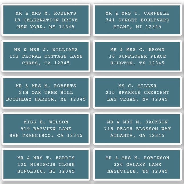 Sticker 10 Nom de l'invité individuel Adresse Mariage de l (Devant)