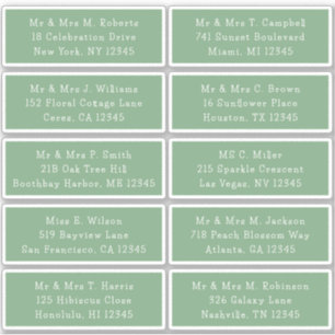 Sticker 10 Nom de l'invité individuel Adresse Mariage de l