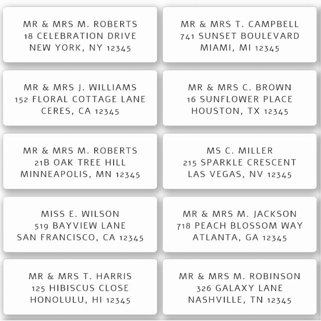 Sticker 10 Nom de l'invité individuel Adresse Mariage de l (Devant)