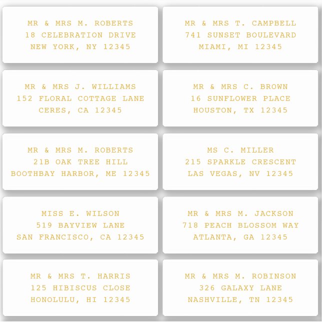 Sticker 10 Nom de l'invité individuel Adresse Mariage de l (Devant)