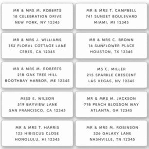 Sticker 10 Nom de l'invité individuel Adresse Mariage de l