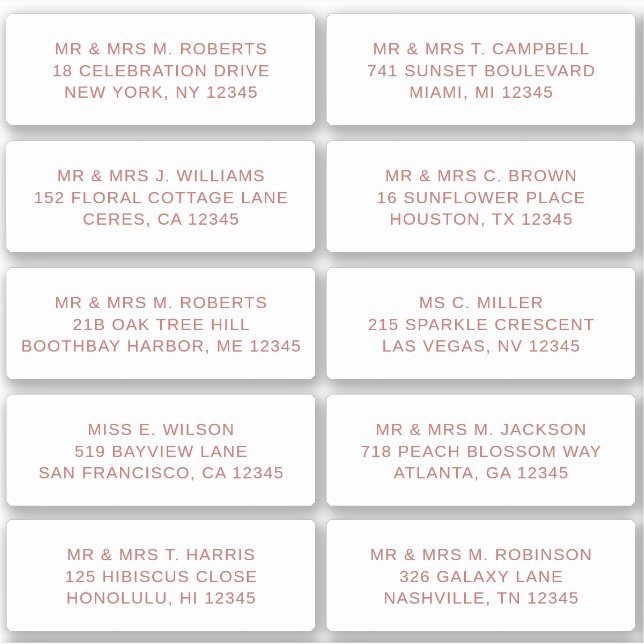 Sticker 10 Nom de l'invité individuel Adresse Mariage de l (Devant)