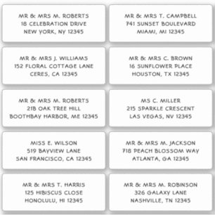 Sticker 10 Nom de l'invité individuel Adresse Mariage de l