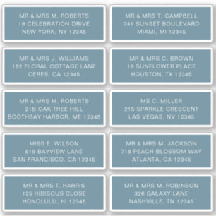 Sticker 10 Nom de l'invité individuel Adresse Mariage de l