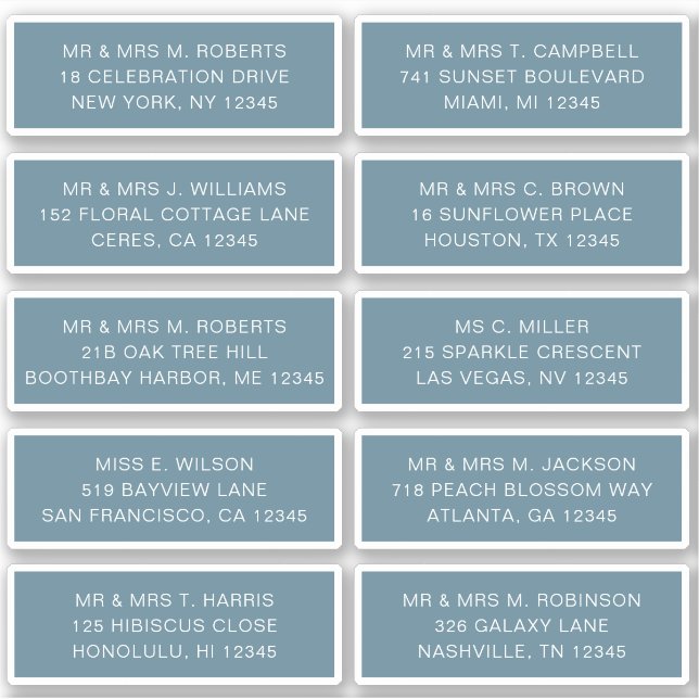 Sticker 10 Nom de l'invité individuel Adresse Mariage de l (Devant)