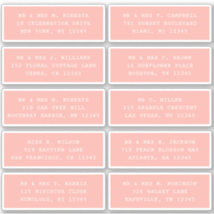 Sticker 10 Nom de l'invité individuel Adresse Mariage de l