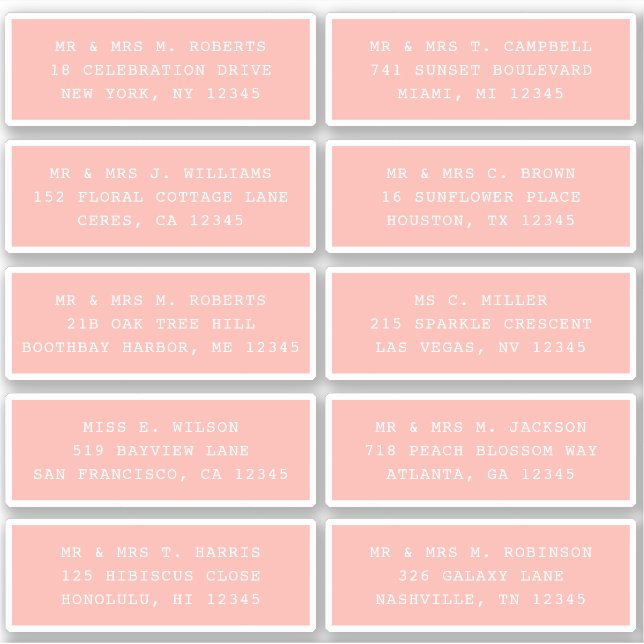 Sticker 10 Nom de l'invité individuel Adresse Mariage de l (Devant)