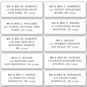 Sticker 10 Nom de l'invité individuel Adresse Mariage de l