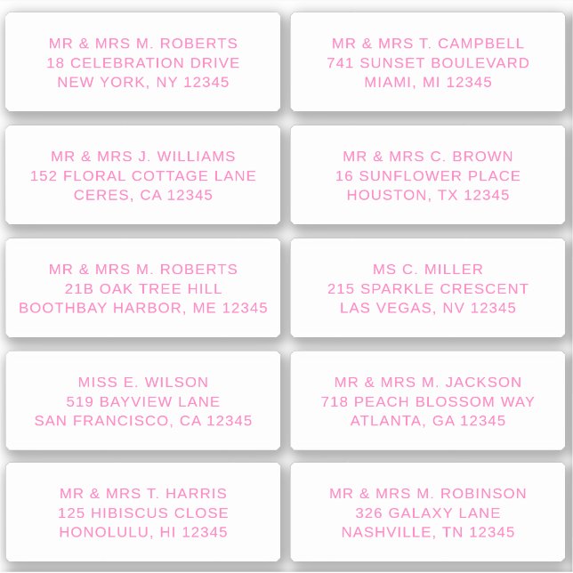 Sticker 10 Nom de l'invité individuel Adresse Mariage de l (Devant)