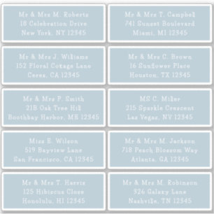 Sticker 10 Nom de l'invité individuel Adresse Mariage de l