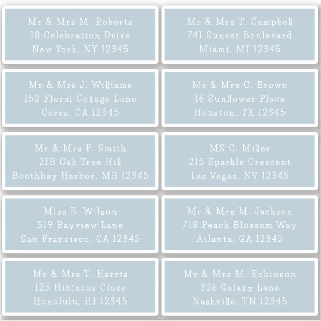 Sticker 10 Nom de l'invité individuel Adresse Mariage de l (Devant)